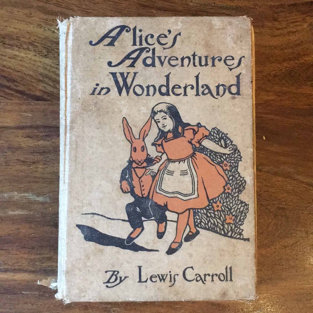 Alice's Adventures in Wonderland by Lewis Carrol Antique Vintage Distressed Book